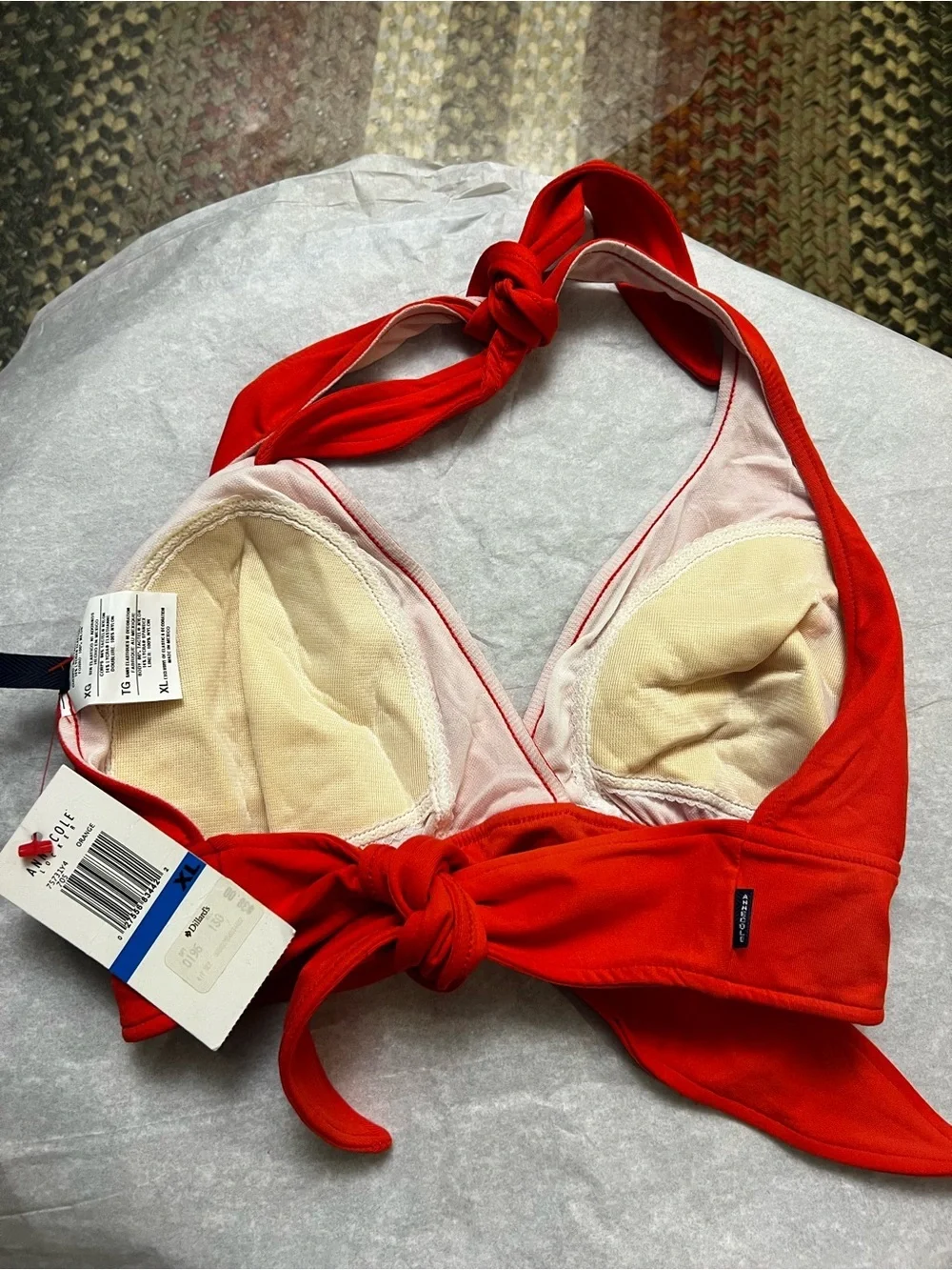 Anne Cole Red Orange Tie bikini top size X large